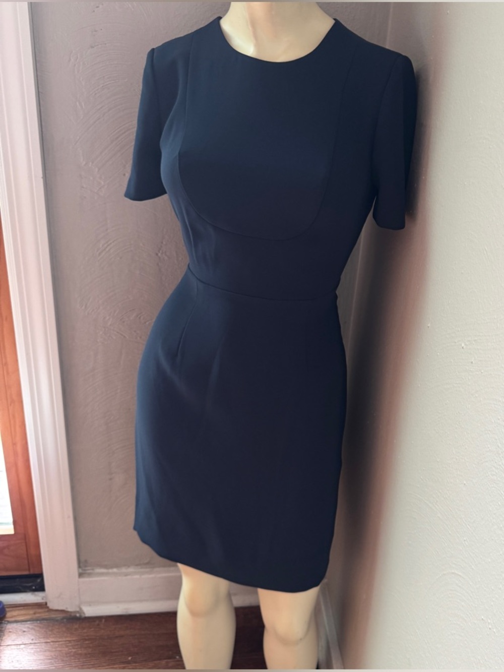 J.Crew women's navy blue short-sleeve sheath dress, size 0 petite